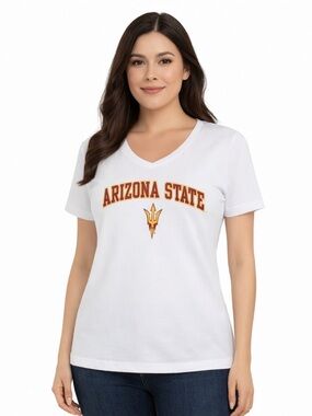 FANATICS Women's White Arizona State Sun Devils  Campus V-Neck T-shirt, Size XL